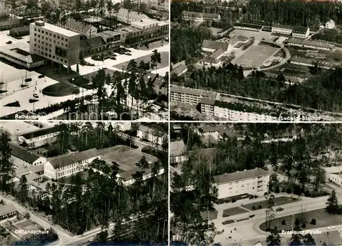 AK / Ansichtskarte Espelkamp Fliegeraufnahme Rathauslatz Ludwig Steilhof Ostlandschule Espelkamp