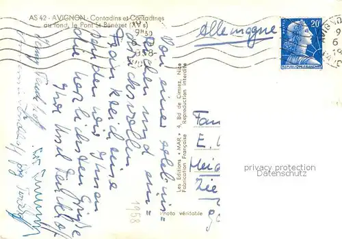 AK / Ansichtskarte Avignon_Vaucluse Contadins Contadines Pont Saint Benezet Avignon Vaucluse
