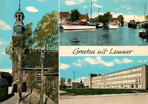 AK / Ansichtskarte Lemmer Kirche Hafen Stadtpanorama Lemmer