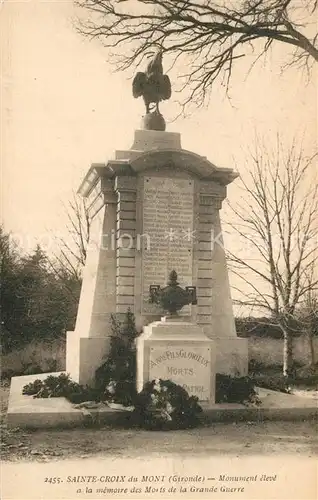 Sainte Croix du Mont Monument eleve a la memoire des Morts de la Grande Guerre Sainte Croix du Mont