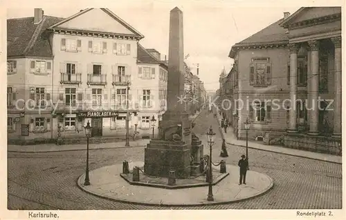 AK / Ansichtskarte Karlsruhe_Baden Rondellplatz Denkmal Karlsruhe_Baden