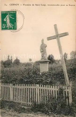 AK / Ansichtskarte Cernoy en Berry Fontaine de Saint Loup Statue Monument Croix Cernoy en Berry