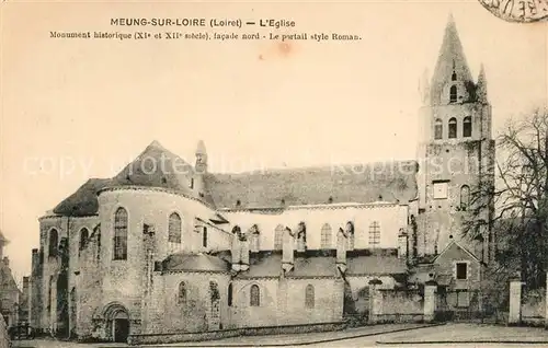 AK / Ansichtskarte Meung sur Loire Eglise Monument historique XIe et XIIe siecle Portail style Roman Meung sur Loire