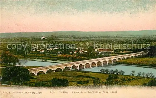 AK / Ansichtskarte Agen_Lot_et_Garonne Panorama Vallee de la Garonne et Pont Canal Agen_Lot_et_Garonne