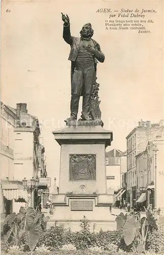 AK / Ansichtskarte Agen_Lot_et_Garonne Statue de Jasmin par Vidal Dubray Monument Agen_Lot_et_Garonne