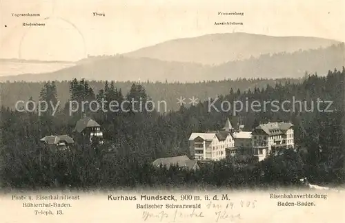 Buehlertal Kurhaus Hundseck Post und Eisenbahndienst  Buehlertal