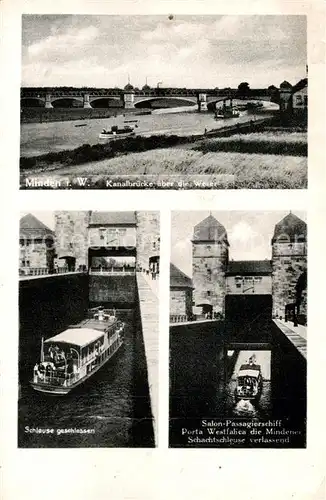 Minden_Westfalen Kanalbruecke Schleuse Salon Passagierschiff Schachtschleuse Minden_Westfalen