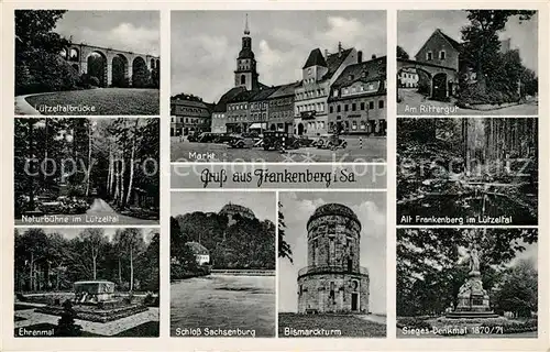 Frankenberg_Sachsen Luetzeltalbruecke Markt Rittergut Naturbuehne Ehrenmal Schloss Frankenberg Sachsen