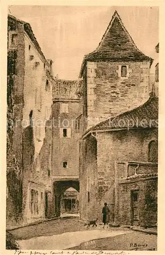 AK / Ansichtskarte Figeac Orbouol de l Hort du Dumoun vieilles maisons XIIIe siecle Dessin Kuenstlerkarte Figeac