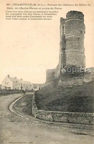 AK / Ansichtskarte Champtoce sur Loire Ruines du Chateau de Gilles de Retz et Route de Paris Champtoce sur Loire