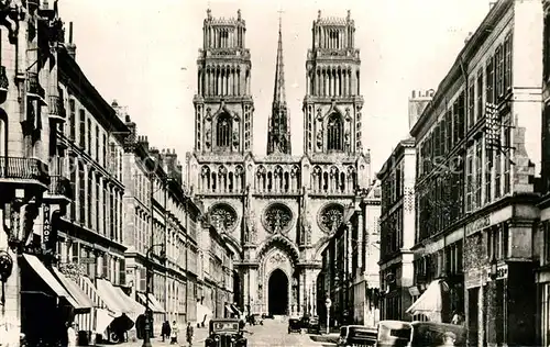 AK / Ansichtskarte Orleans_Loiret Rue Jeanne d Arc Cathedrale Sainte Croix Orleans_Loiret