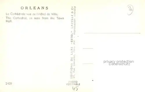 AK / Ansichtskarte Orleans_Loiret Cathedrale Sainte Croix vue de l Hotel de Ville Orleans_Loiret