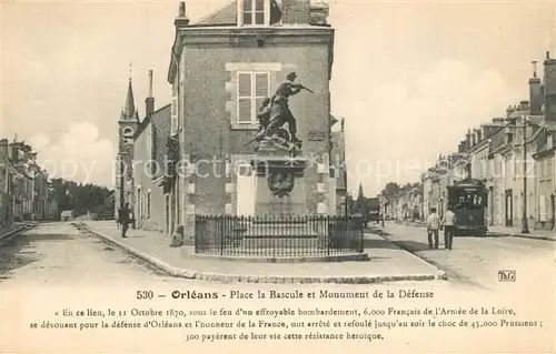 AK / Ansichtskarte Orleans_Loiret Place la Bascule Monument de la Defense Orleans_Loiret