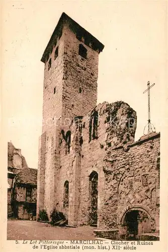 AK / Ansichtskarte Marcilhac sur Cele Clocher et Ruines Eglise abbatiale monument historique XIIe siecle Marcilhac sur Cele