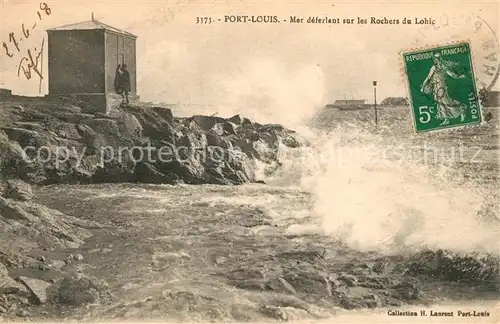 AK / Ansichtskarte Port Louis Mer deferlant sur les Rochers du Lohic Brandung Port Louis