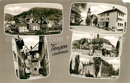 AK / Ansichtskarte Tiengen_Waldshut Zubergasse Hebelschule Schloss Kirche Tiengen Waldshut