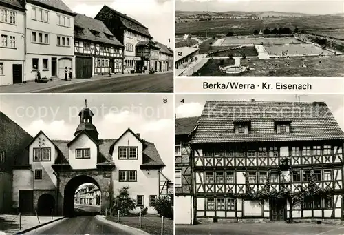 AK / Ansichtskarte Berka_Werra Freibad Unter Tor Fachwerkhaus Panorama Berka Werra