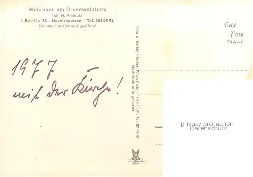 AK / Ansichtskarte Berlin Waldhaus am Grunewaldturm Berlin