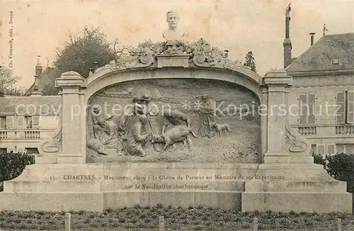 AK / Ansichtskarte Chartres_Eure_et_Loir Monument eleve a la Gloire de Pasteur en Memoire de ses Experiences sur la Vaccination charbonneuse Chartres_Eure_et_Loir