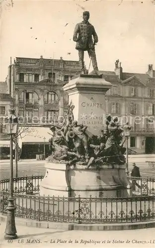AK / Ansichtskarte Le_Mans_Sarthe Le Place de la Republique et la Statue de Chanzy Le_Mans_Sarthe