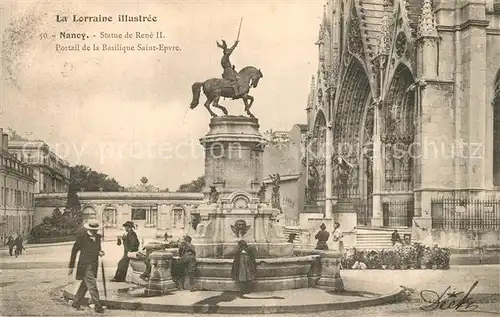 AK / Ansichtskarte Nancy_Lothringen Statue de Rene II Portail de la Basilique Saint Epvre Nancy Lothringen