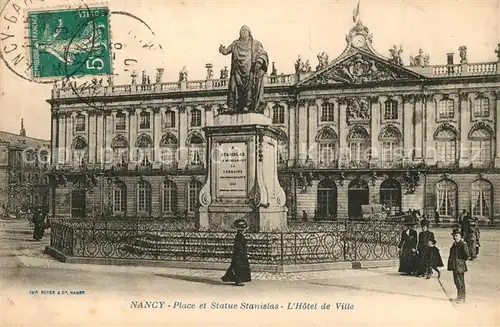 AK / Ansichtskarte Nancy_Lothringen Place et Statue Stanislas Hotel de Ville Nancy Lothringen