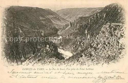 AK / Ansichtskarte Lozere_Region Les Gorges du Tarn Le Pas de Souci Vue prise du Point Sublime Lozere Region