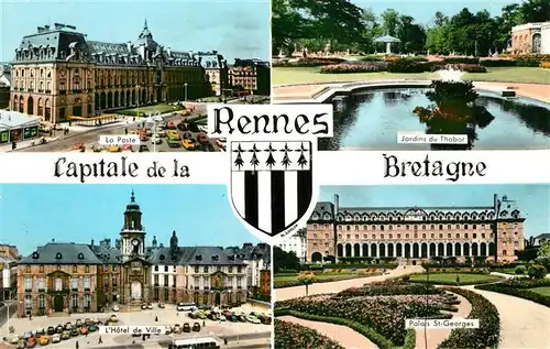 AK / Ansichtskarte Rennes_Ille et Vilaine Poste Jardin du Thabor Hotel de Ville Palais St. Georges 