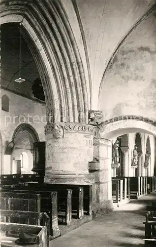 AK / Ansichtskarte Reville_Manche Interieur de l Eglise XVe siecle nef romane chapiteaux historiques Reville_Manche