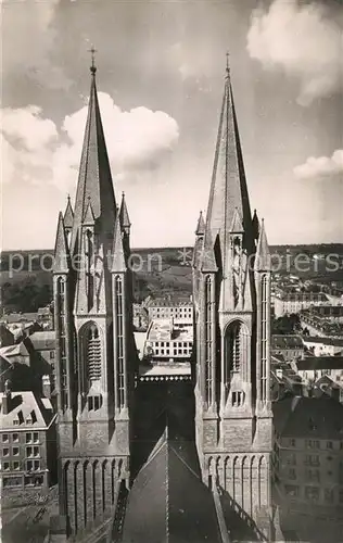AK / Ansichtskarte Coutances La Cathedrale les Fleches vues de la Tour Central Coutances