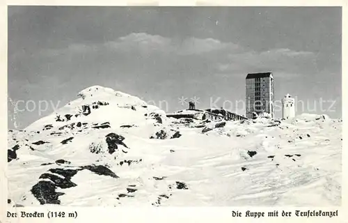 AK / Ansichtskarte Brocken_Harz Kuppe Teufelskanzel Winter Brocken Harz