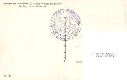 AK / Ansichtskarte Zugspitze Terrasse des Hotels Schneefernerhaus Wintr Zugspitze