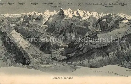 AK / Ansichtskarte Berner_Oberland Panoramakarte Berner_Oberland