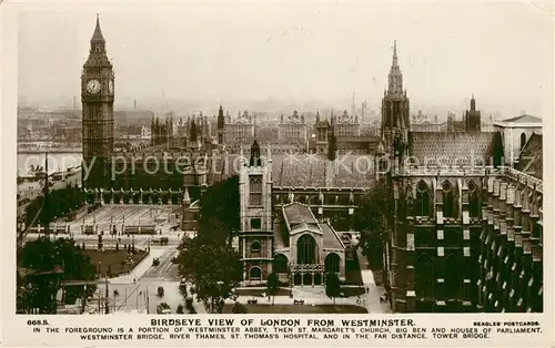 AK / Ansichtskarte London Fliegeraufnahme Westminster London