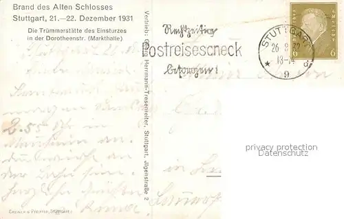 AK / Ansichtskarte Stuttgart Brand des Alten Schlosses Stuttgart