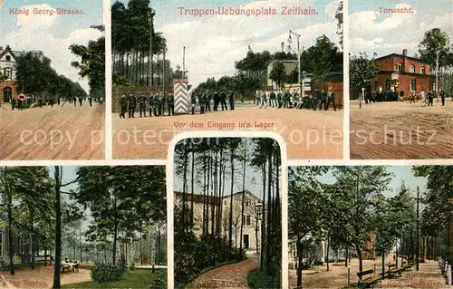 AK / Ansichtskarte Zeithain Truppen Uebungsplatz K?nig Georg Strasse Lagereingang Torwache Zeithain