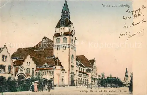 AK / Ansichtskarte Leipzig Zoologischer Garten mit Michaelis Kirche Leipzig