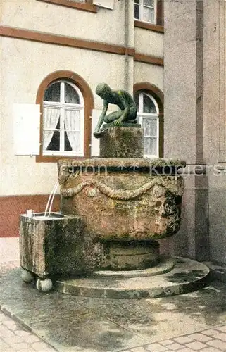 AK / Ansichtskarte Karlsruhe_Baden Brunnen an der kleinen Kirche Karlsruhe_Baden