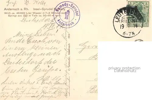 AK / Ansichtskarte Andernach Insel Sprudel Namedy Andernach