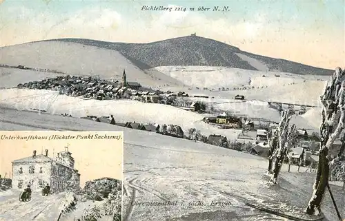 AK / Ansichtskarte Oberwiesenthal_Erzgebirge Fichtelberg Unterkunftshaus H?chster Punkt Sachsens Oberwiesenthal Erzgebirge