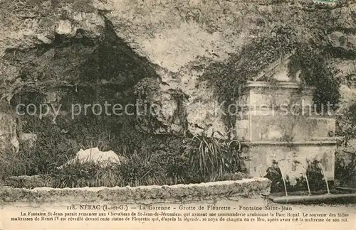AK / Ansichtskarte Nerac La Garenne Grotte de Fleurette Fontaine Saint Jean Nerac