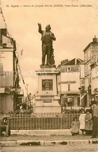 AK / Ansichtskarte Agen_Lot_et_Garonne Statue de Jacques Boe dit Jasmin Poete Patois Agen_Lot_et_Garonne