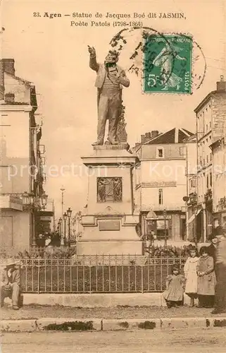 AK / Ansichtskarte Agen_Lot_et_Garonne Statue de Jacques Boe dit Jasmin Poete Patois Agen_Lot_et_Garonne