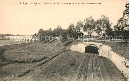 AK / Ansichtskarte Agen_Lot_et_Garonne Vue du Pont Canal sur la Garonne et ligne du Midi Bordeaux Cette Agen_Lot_et_Garonne