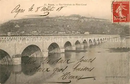 AK / Ansichtskarte Agen_Lot_et_Garonne Vue generale du Pont Canal Agen_Lot_et_Garonne