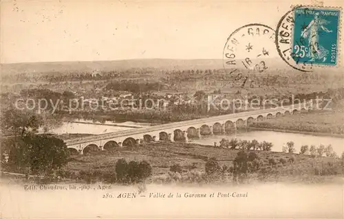AK / Ansichtskarte Agen_Lot_et_Garonne Vallee de la Garonne et Pont Canal Agen_Lot_et_Garonne