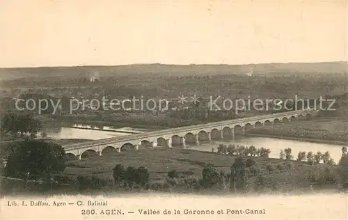 AK / Ansichtskarte Agen_Lot_et_Garonne Vallee de la Garonne et Pont Canal Agen_Lot_et_Garonne
