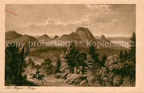 AK / Ansichtskarte Hegau_Hilzingen mit Hohenstaufen Hohentwiel Maegdeberg und Hohenkraehen Hegau Hilzingen