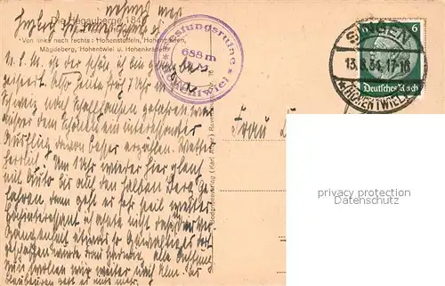 AK / Ansichtskarte Hegau_Hilzingen mit Hohenstaufen Hohentwiel Maegdeberg und Hohenkraehen Hegau Hilzingen