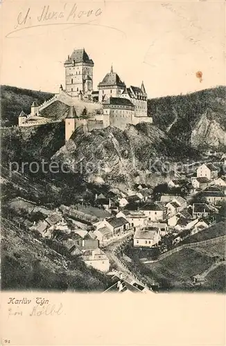 AK / Ansichtskarte Karluv_Tyn_Tschechien Panorama mit Blick zum Schloss Karluv_Tyn_Tschechien